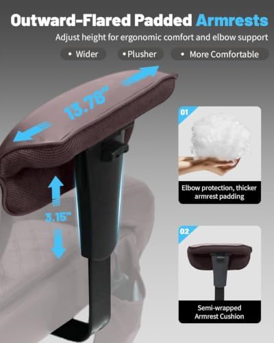 Massage Office Chair with 6 Point Vibration, Foot Rest and Adjustable Armrests – 500lbs Ergonomic Executive Home Office Desk Chairs for Big and Tall Heavy Duty People