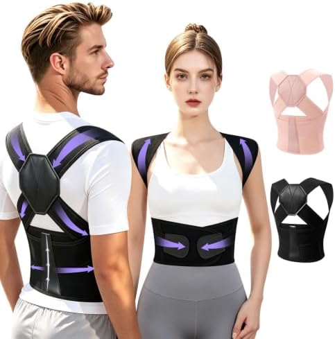 Posture Corrector for Women and Men Back Brace Upper Back Support Adjustable Breathable Shoulder Straightener (Black, Small)
