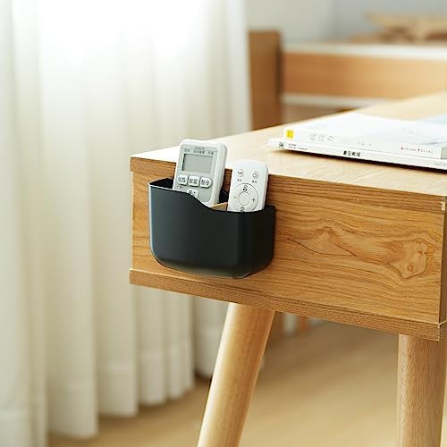SUNFICON Wall Mount Remote Holder TV FAN Remote Control Holder Bedside Caddy Wall Organizer Phone Holder for Office Adhesive Media Player Controller Holder Box Tray Home Desk Nightstand 2 PACK BLACK
