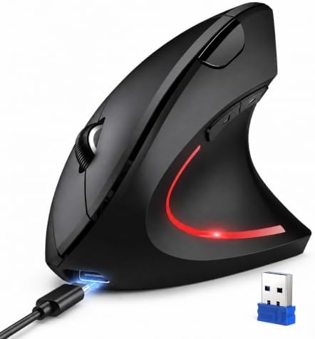 TECKNET 2.4G Wireless Ergonomic Vertical Mouse(USB Receiver, Rechargeable)