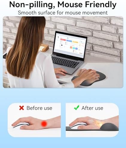 eulps Mouse Pad with Gel Wrist Rest, Ergonomic Comfortable Computer Wrist Support for Laptop, Pain Relief Mousepad with Non-Slip PU Base for Office & Home (Black)