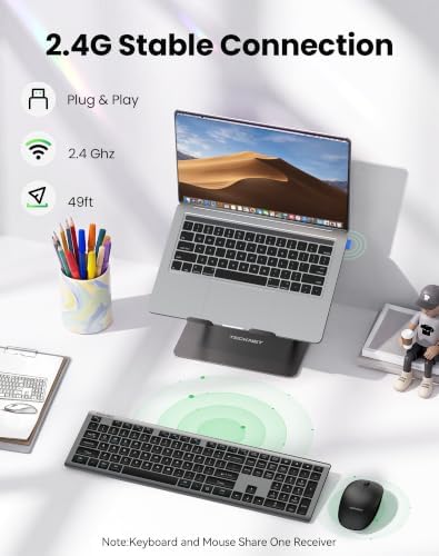 TECKNET 2.4G Rechargeable Ultra-Slim Wireless Keyboard and Mouse Combo
