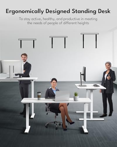 Large Electric Standing Desk, Gaming Desk, 55 x 24 Inch, White