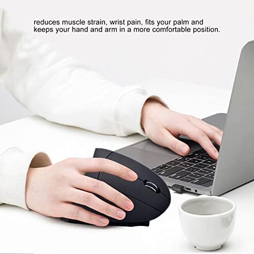 Jectse Vertical Mouse, 2.4G Wireless, Adjustable DPI, Battery Powered, Lighted, Quiet, Ideal for Gaming and Working