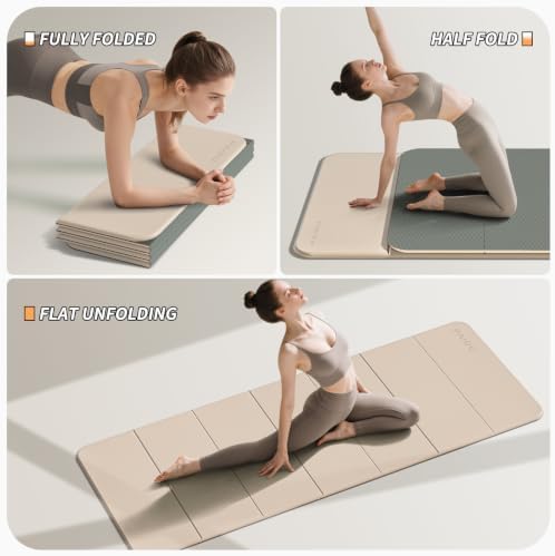 PAIDU Foldable Yoga Mat 10MM Thick SGS Certified TPE 75x26" Portable