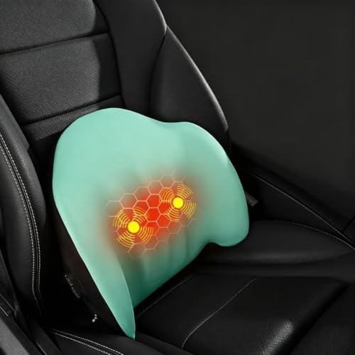 Car Lumbar Back Support Pillow, Heat Vibration Massage Car Lumbar Pillow