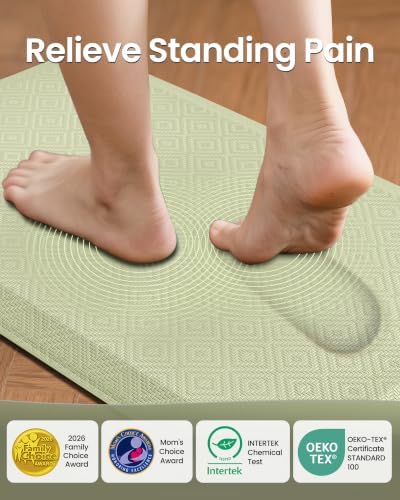 Ophanie Kitchen Mats for Floor,3/4 inch Thick,20x48 Anti Fatigue Cushioned Mat,Kitchen Rugs,Waterproof,Comfort Ergonomic Standing Mat for Office,Home,Sink with 99+ Pairs of Anti-Slip Bottom Ridges