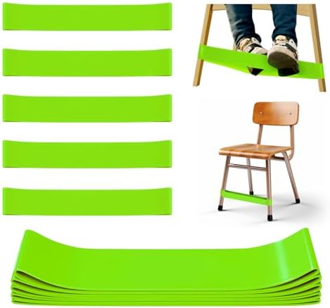 5 Pack Chair Bands for Kids with Fidgety Feet, ADHD Tools for Kids, Fidget Chair Bands ADHD Band for Classroom, ADD Sensory Foot Swing for Under Desk for Kids Autism (Green)