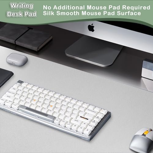 Boutilon Leather Desk Pad Protector,Non-Slip Mouse Pad,Laptop Desk Pad,Office Mouse Mat,Waterproof Leather Desk Blotter,Desk Writing Pad for Office and Home (M-Grey,30"x14")