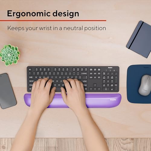Staples TECH Gel Keyboard Wrist Rest, Non-Slip, Purple Crystal