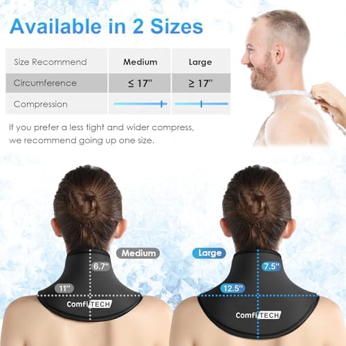 ComfiTECH Neck Ice Pack Wrap Gel, Cervical Cold Relief, M, 2 Packs