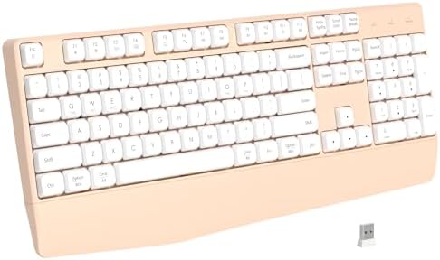 Links9+ Ergonomic Wireless Bluetooth Keyboard with Wrist Rest(Milk Tea)