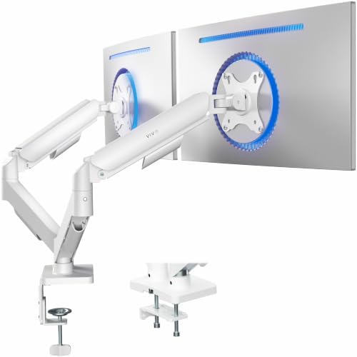 VIVO Dual Monitor Stand, Fully Adjustable Arms for 17 to 32 inch Screens, Mechanical Articulating Desk Mount, Gaming and Office Setups, VESA 75x75, 100x100, Max 19.8 lbs, Classic, White, STAND-V002OW