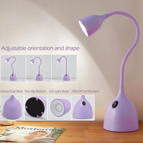 EJIAXIN Desk Lamp for College Dorm Room - LED Reading Light, Purple