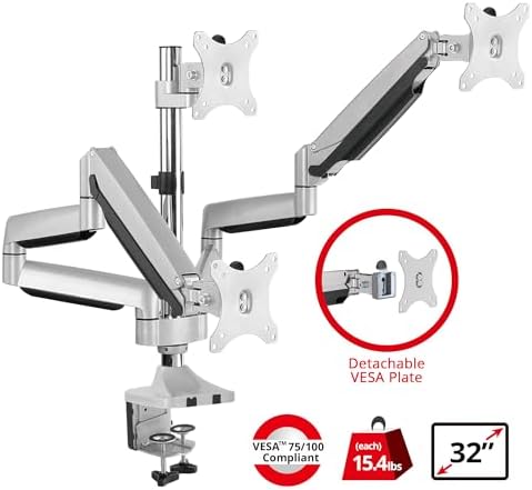 SIIG Triple Monitor Desk Mount, 13"-32", 15.4 lbs Each, CE-MT3611-S1