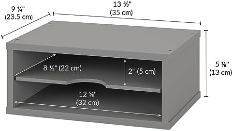 Ballucci File Organizer, 2-Tier Document Paper Sorter, Stackable Wood Desk Organizer Mail Holder, Monitor Stand with Storage Shelves, Gray