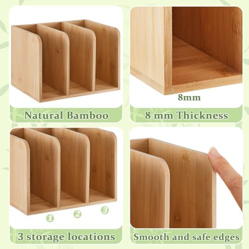 Novabright Bamboo Wooden 3-compartment File Magazine Holder, Suit for B5