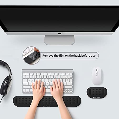 Univo Colors Black Keyboard Wrist Support and Mouse Wrist Rest Set, Made of Memory Foam Soft Gel, Ergonomic Pad for Computer, Laptop, Mouse, Office, Gaming