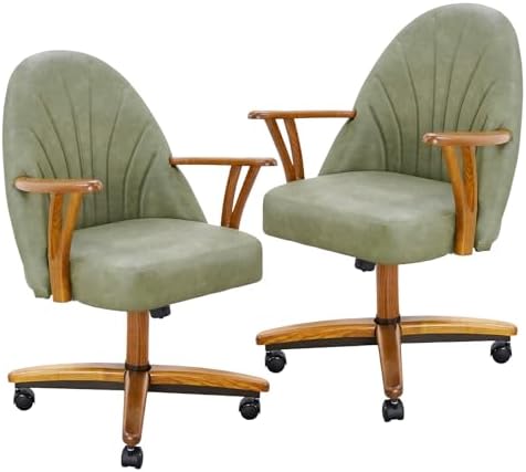 Chromcraft Bailey PU Leather Swivel-Tilt Caster Chair -Chestnut-Pine-2pc