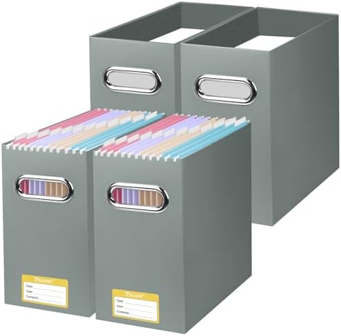 BALEINE 4PK File Organizer Box, Cardboard File Folder Organizer with Handle