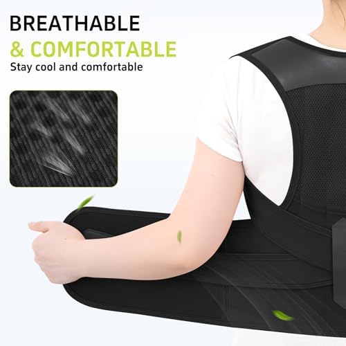 Posture Corrector for Women and Men Back Brace Support Straightener Scoliosis Upper Spine Instant Upright Hunchback Correction Kyphosis Fixer Adjustable Shoulder Straps Breathable (Black XXL)
