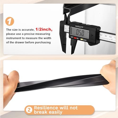 Chinco 2 Pcs PVC Drawer Hanging File Rail Black, for 1/2 Inch-wide, 16 Inch