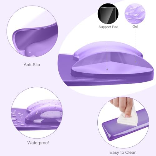 MOSISO Cooling Gel Wrist Rest Support for Mouse Pad&Keyboard Set, Purple