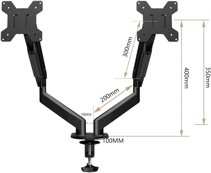 AEONS Dual Monitor Stand up to 32 inches Screen, Load-Bearing Max 22 lbs Each Gas Spring Pneumatic Arm, Adjustable Dual Monitor Mount, Max VESA 100x100mm, Black