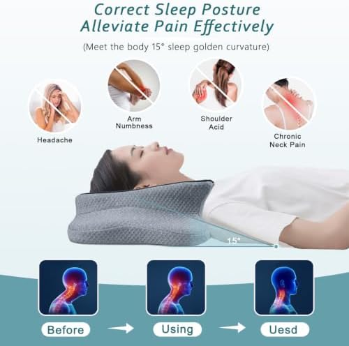 CHxxy Cervical Pillow for Neck Pain Relief, Memory Foam Pillows