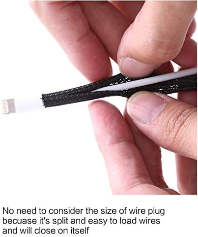 Alex Tech 25ft - 1/8 inch Cord Protector Wire Loom Tubing Cable Sleeve Split Sleeving For USB Cable Power Cord Audio Video Cable – Protect Cat From Chewing Cords - Black