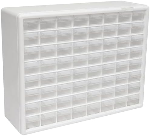 Akro-Mils 64-Drawer Plastic Storage Cabinet, 20" W x 6" D x 16" H, White