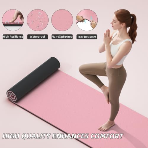 ILILI 10mm Extra Thick, TPE Yoga Mat, 76×28 Inch Extra Long, Carrying Strap