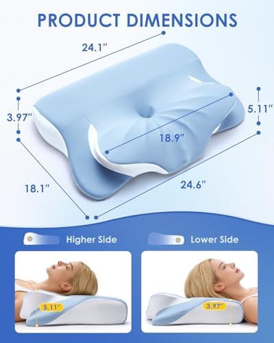 Cervical Neck Pillow for Neck Pain Relief Mellow Sleep Pillow Memory Foam