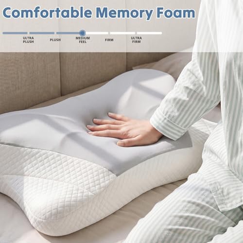 Cervical Neck Pillow, Memory Foam Contour Pillow, Queen