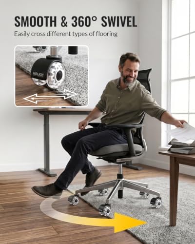 HOLKIE Office Chair Wheels 11mm Universal Fit Casters 2 Inch Replacement White Core Dual Rubber Smooth Quiet Rolling Casters