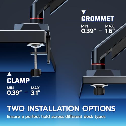 ARES WING Single Monitor Arm for 17-40 Inch Flat Curved Screens, Black