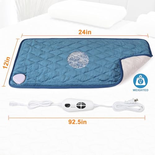 Heating Pad,Heated Blanket,Heating Pad for Back Neck,GrayBlue,24x12 in