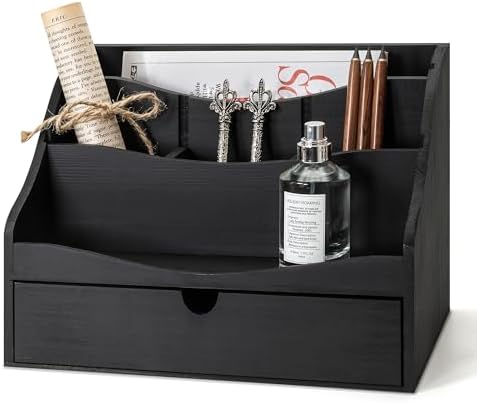 Rebee Vision Mail Organizer for Desk with Drawer for Store Jewelry, Black