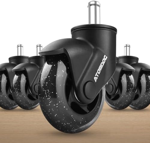 Office Chair Caster Wheels, 3" Newly Lightweight Caster Wheels & Revolutionary Swivel Vertical Axle, Safe Protection for All Floors Including Hardwood, Set of 5