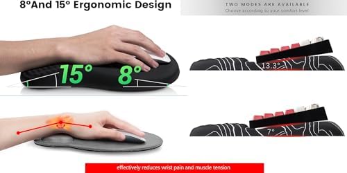 Keyboard Wrist Rest -Ergonomic Keyboard Stand with Wrist Rest- with Carpal Tunnel Pain Relief Massage Bumps and Full Memory Gel Design - Ideal Frequent Computer (Line)