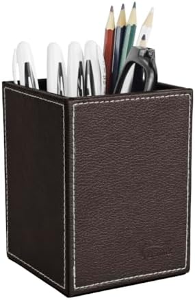 Pen Pencil Holder Cup Container PU Leather Desk Organizer Stand Decor Brush Scissor Holder Decoration Office Desk Home School