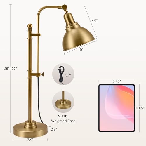 VONLUCE Rustic Desk Lamp, Adjustable Industrial Table Lamp for Home Office