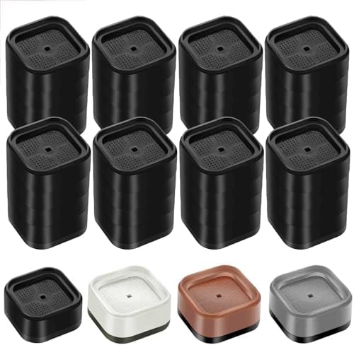 8 Pack Furniture Risers 4 Inch, Adjustable Bed Risers Heavy Duty for Table Desk Couch Chair Sofa Cabinet Bed Legs Dorm, Square Stackable Bed Raisers Blocks Lift Height 1", 2",3"or 4", Black