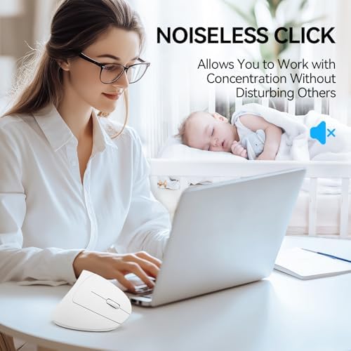 TECKNET Ergonomic Mouse, 4800 DPI Wireless Bluetooth Vertical, 3-Device