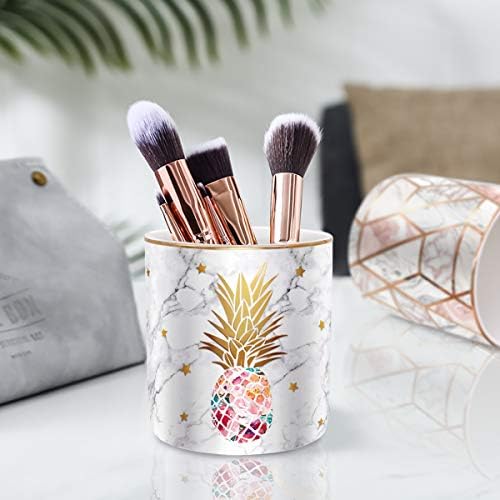 Cute Pen Holder for Desk, Ceramic Pencil Organizer, Makeup Brush Holder, Office Decor and Desk Accessories Durable Ceramic, Pineapple Pattern