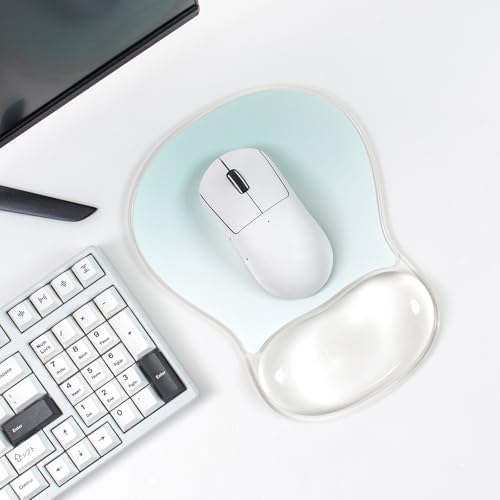 Green Gel Mouse Pad with Wrist Rest Support, Clear Ergonomic Mousepad
