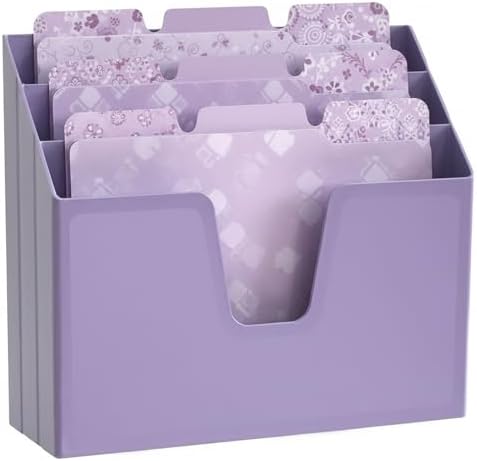 Acrimet Horizontal Triple File Folder Organizer Sorter, Letter Size, Purple