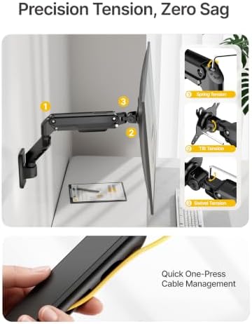 monTEK Single Monitor Wall Mount, Wobble-Free Spring, 17–32" Full Motion