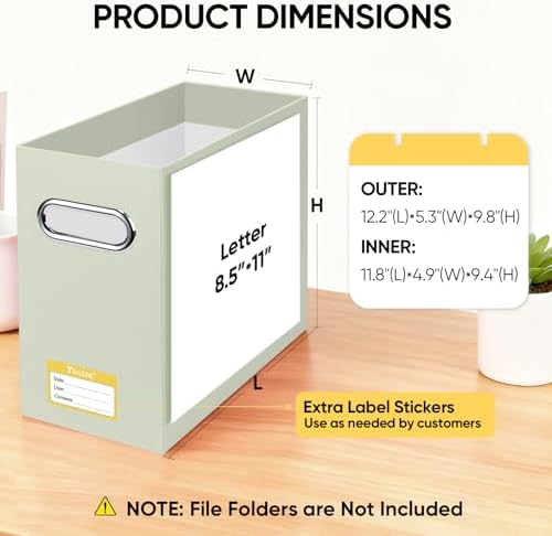 BALEINE 4PK File Organizer Box, Cardboard File Folder Organizer with Handle