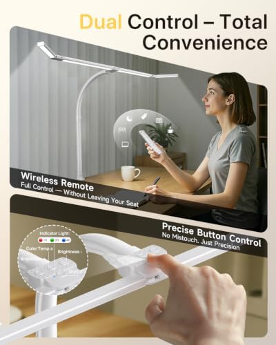 ONEMIX LED Desk Lamp with Clamp, 42-Inch 4-Panel Light for Dual Monitors